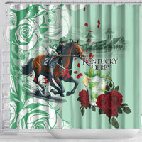 Kentucky Horse Racing Shower Curtain Churchill Downs Derby Mint Julep Cocktail