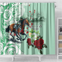 Kentucky Horse Racing Shower Curtain Churchill Downs Derby Mint Julep Cocktail