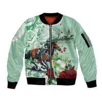 Kentucky Horse Racing Sleeve Zip Bomber Jacket Churchill Downs Derby Mint Julep Cocktail