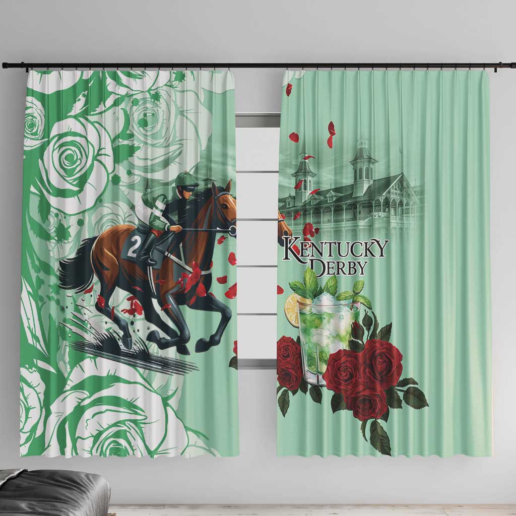 Kentucky Horse Racing Window Curtain Churchill Downs Derby Mint Julep Cocktail