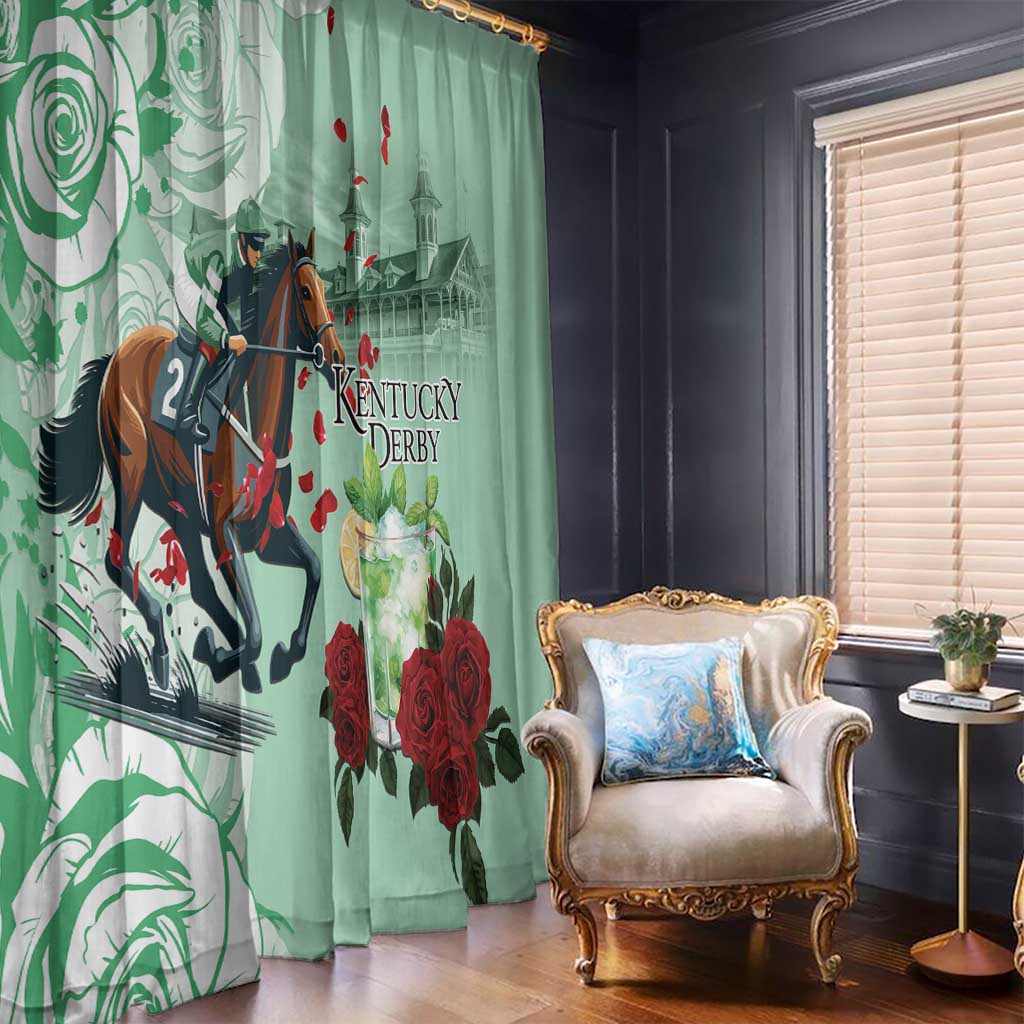Kentucky Horse Racing Window Curtain Churchill Downs Derby Mint Julep Cocktail