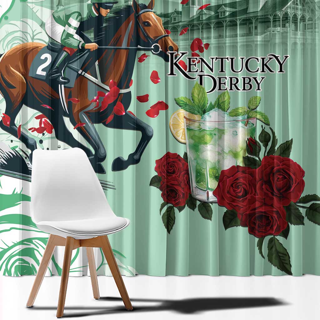 Kentucky Horse Racing Window Curtain Churchill Downs Derby Mint Julep Cocktail