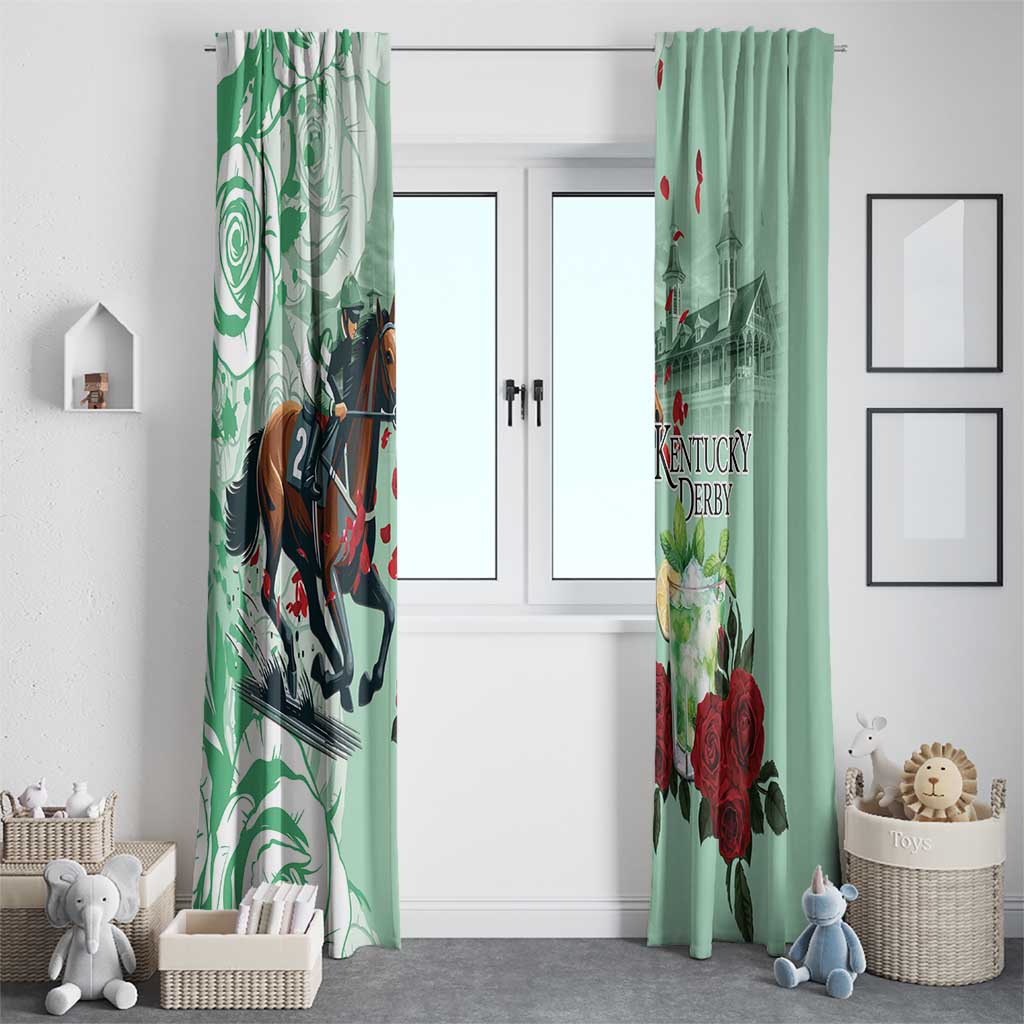 Kentucky Horse Racing Window Curtain Churchill Downs Derby Mint Julep Cocktail