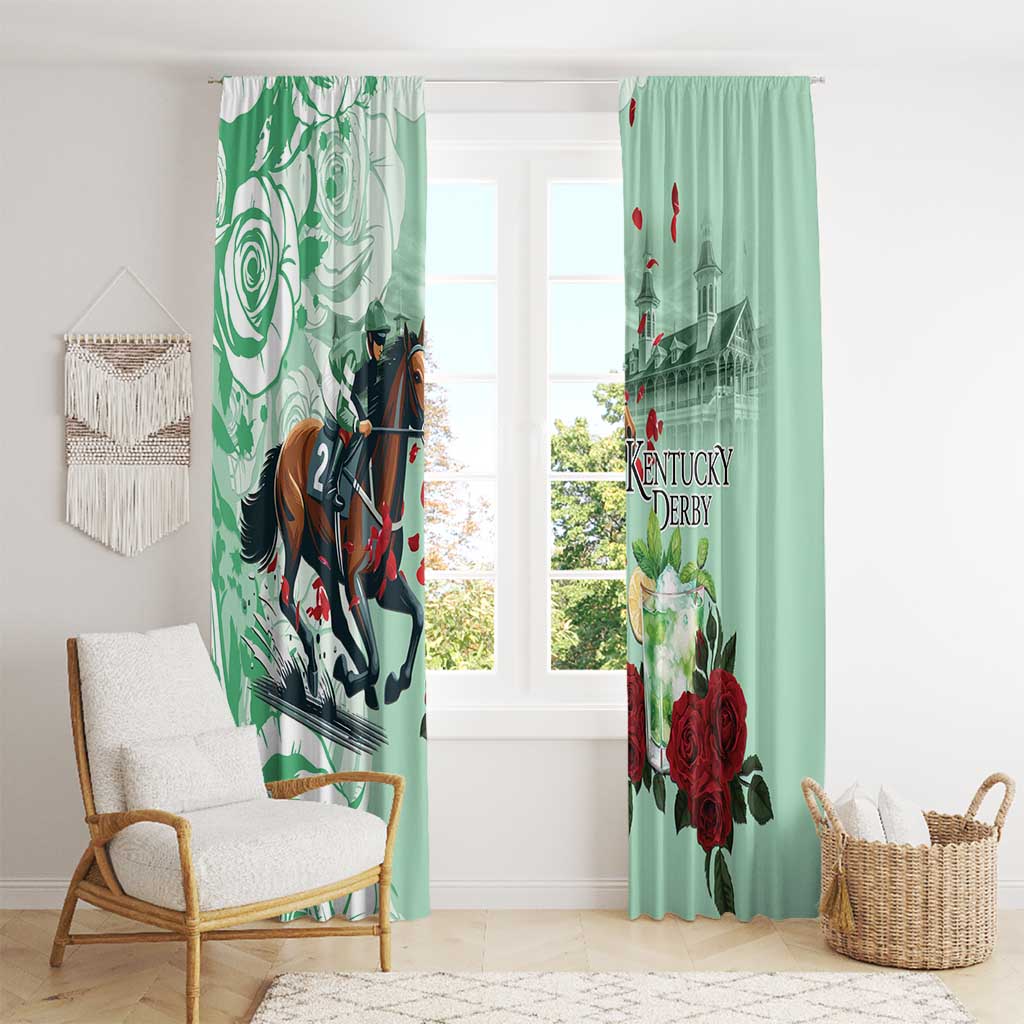 Kentucky Horse Racing Window Curtain Churchill Downs Derby Mint Julep Cocktail