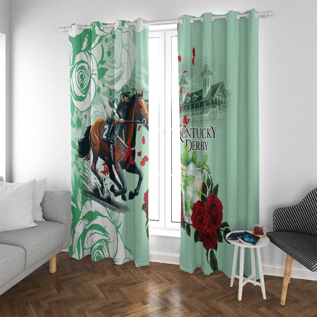Kentucky Horse Racing Window Curtain Churchill Downs Derby Mint Julep Cocktail