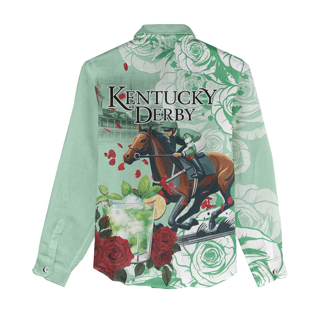 Kentucky Horse Racing Women Casual Shirt Churchill Downs Derby Mint Julep Cocktail