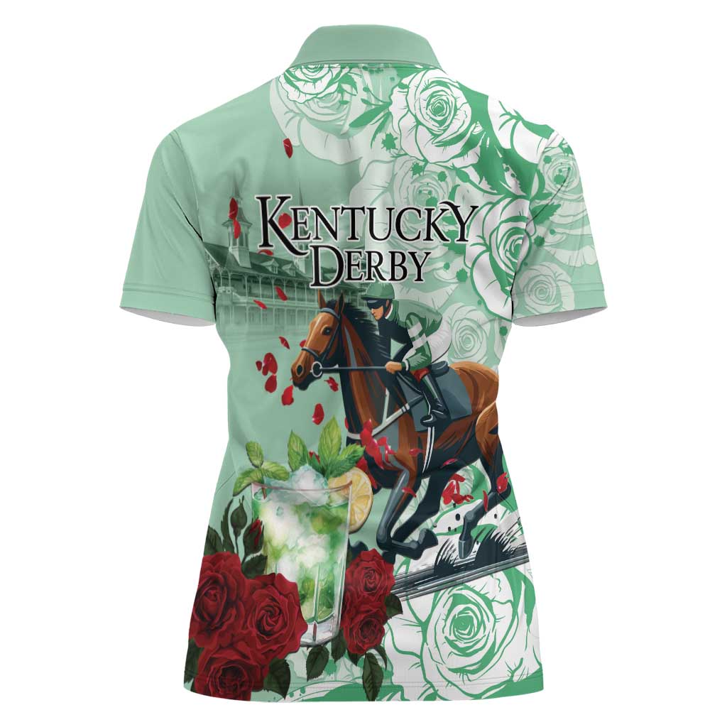 Kentucky Horse Racing Women Polo Shirt Churchill Downs Derby Mint Julep Cocktail
