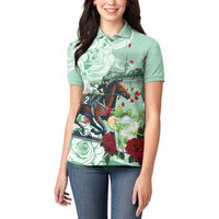 Kentucky Horse Racing Women Polo Shirt Churchill Downs Derby Mint Julep Cocktail