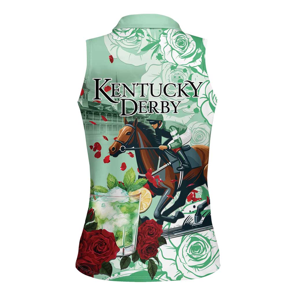 Kentucky Horse Racing Women Sleeveless Polo Shirt Churchill Downs Derby Mint Julep Cocktail