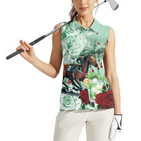 Kentucky Horse Racing Women Sleeveless Polo Shirt Churchill Downs Derby Mint Julep Cocktail