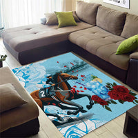 Kentucky Horse Racing Area Rug Churchill Downs Derby Blueberry Mint Julep Cocktail