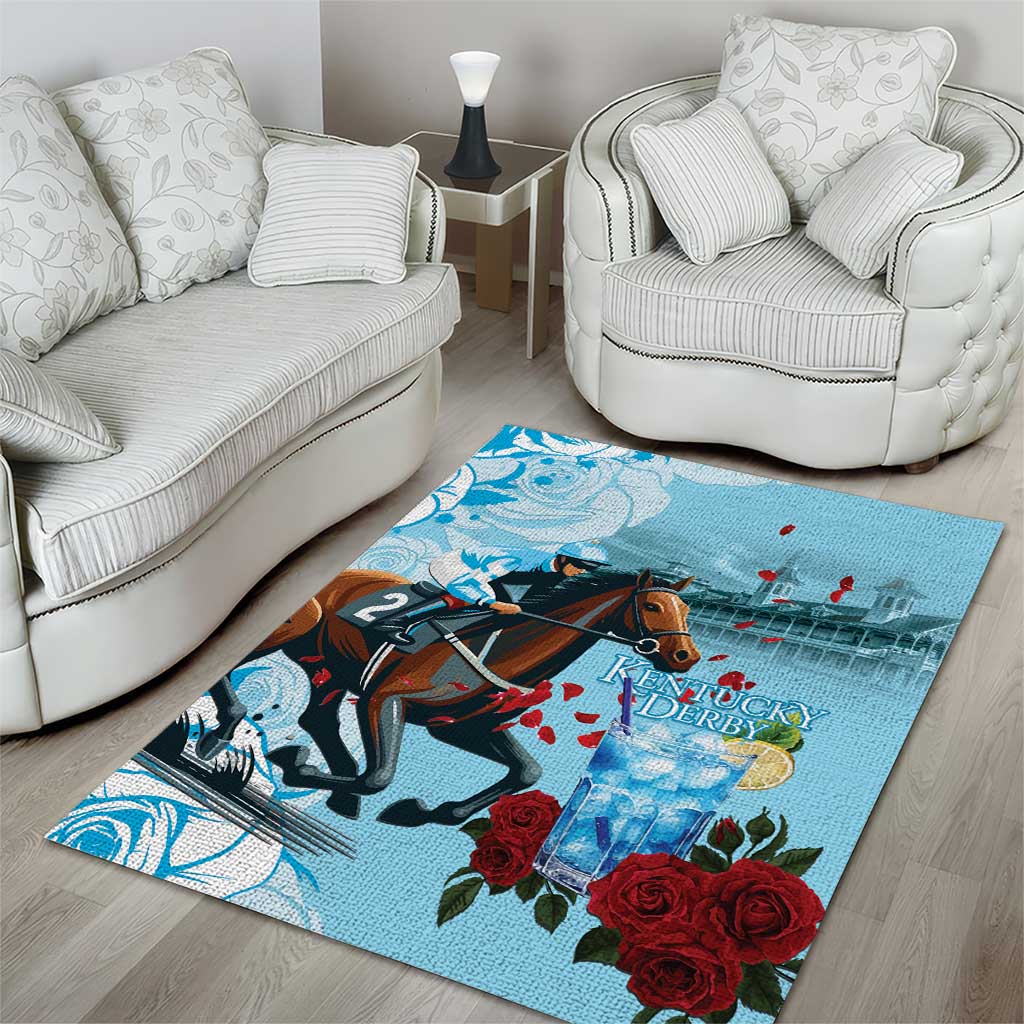 Kentucky Horse Racing Area Rug Churchill Downs Derby Blueberry Mint Julep Cocktail