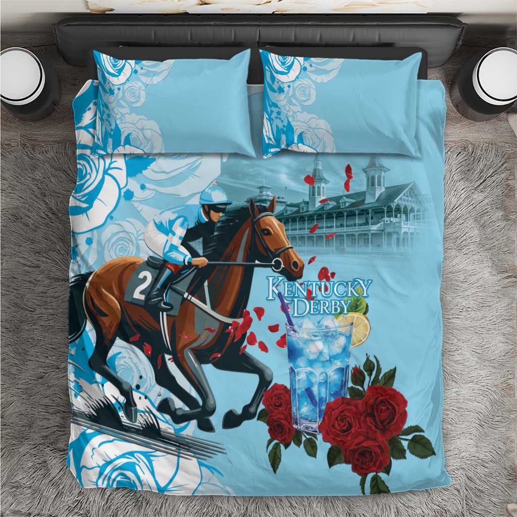 Kentucky Horse Racing Bedding Set Churchill Downs Derby Blueberry Mint Julep Cocktail