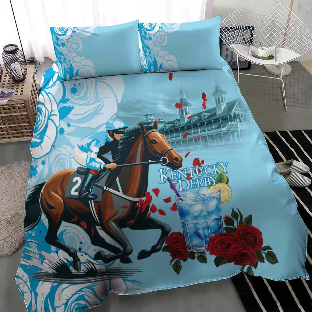 Kentucky Horse Racing Bedding Set Churchill Downs Derby Blueberry Mint Julep Cocktail