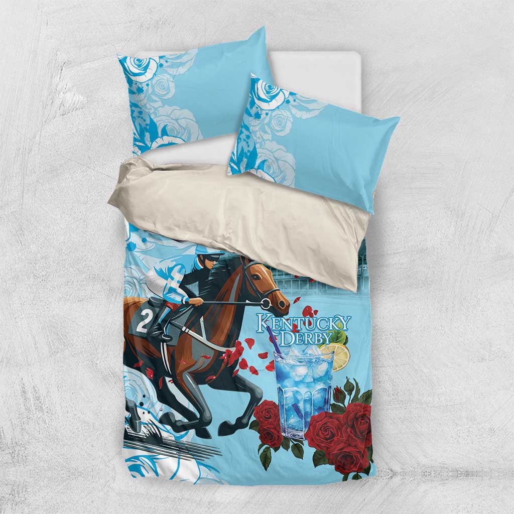 Kentucky Horse Racing Bedding Set Churchill Downs Derby Blueberry Mint Julep Cocktail