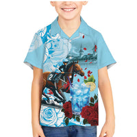 Kentucky Horse Racing Family Matching Mermaid Dress and Hawaiian Shirt Churchill Downs Derby Blueberry Mint Julep Cocktail