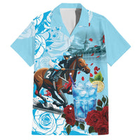 Kentucky Horse Racing Family Matching Off The Shoulder Long Sleeve Dress and Hawaiian Shirt Churchill Downs Derby Blueberry Mint Julep Cocktail