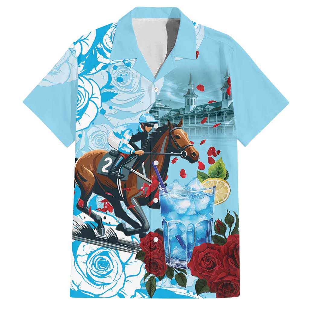 Kentucky Horse Racing Family Matching Off Shoulder Maxi Dress and Hawaiian Shirt Churchill Downs Derby Blueberry Mint Julep Cocktail