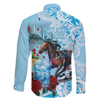 Kentucky Horse Racing Family Matching Off Shoulder Short Dress and Hawaiian Shirt Churchill Downs Derby Blueberry Mint Julep Cocktail