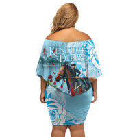 Kentucky Horse Racing Family Matching Off Shoulder Short Dress and Hawaiian Shirt Churchill Downs Derby Blueberry Mint Julep Cocktail