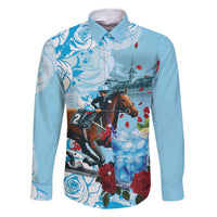 Kentucky Horse Racing Family Matching Short Sleeve Bodycon Dress and Hawaiian Shirt Churchill Downs Derby Blueberry Mint Julep Cocktail