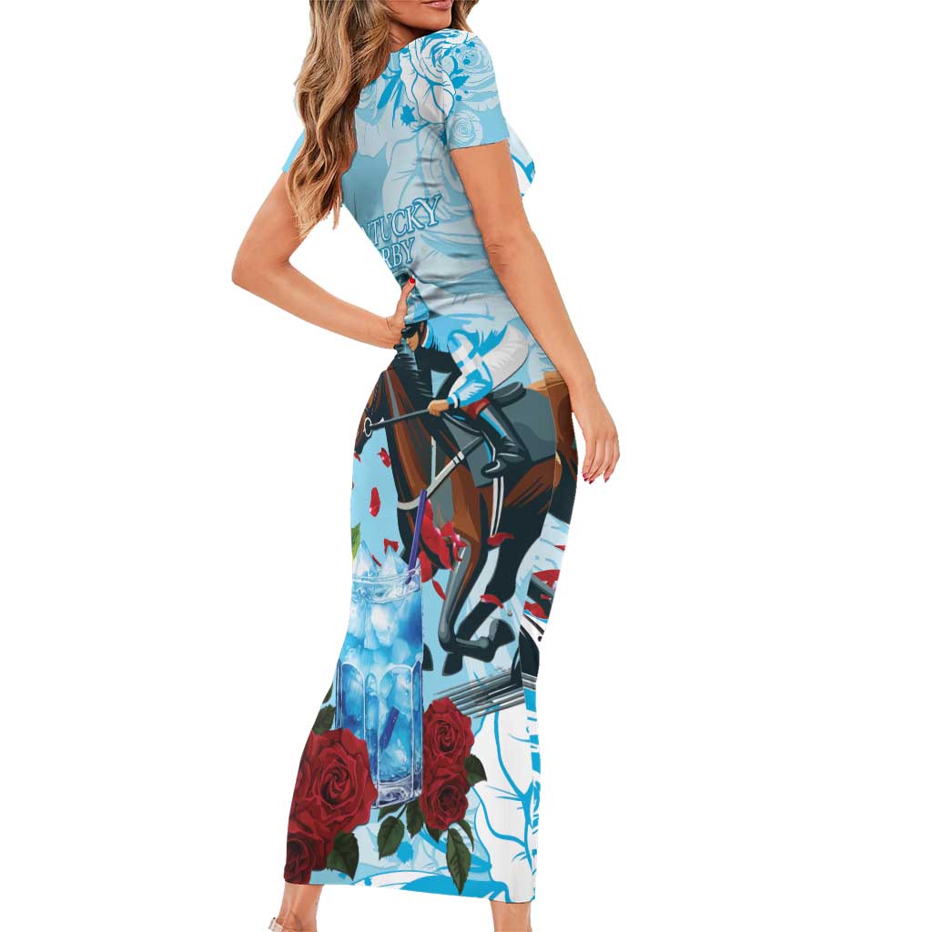 Kentucky Horse Racing Family Matching Short Sleeve Bodycon Dress and Hawaiian Shirt Churchill Downs Derby Blueberry Mint Julep Cocktail