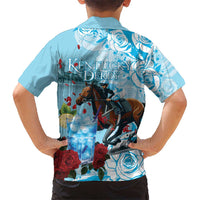 Kentucky Horse Racing Kid Hawaiian Shirt Churchill Downs Derby Blueberry Mint Julep Cocktail