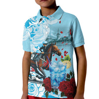 Kentucky Horse Racing Kid Polo Shirt Churchill Downs Derby Blueberry Mint Julep Cocktail