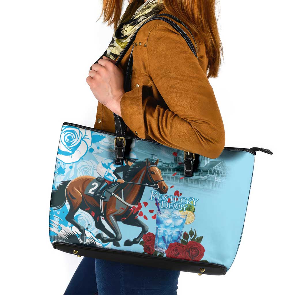 Kentucky Horse Racing Leather Tote Bag Churchill Downs Derby Blueberry Mint Julep Cocktail