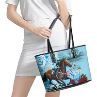 Kentucky Horse Racing Leather Tote Bag Churchill Downs Derby Blueberry Mint Julep Cocktail