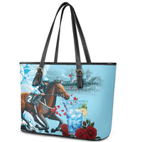 Kentucky Horse Racing Leather Tote Bag Churchill Downs Derby Blueberry Mint Julep Cocktail
