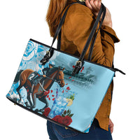 Kentucky Horse Racing Leather Tote Bag Churchill Downs Derby Blueberry Mint Julep Cocktail