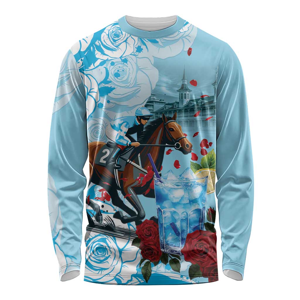Kentucky Horse Racing Long Sleeve Shirt Churchill Downs Derby Blueberry Mint Julep Cocktail
