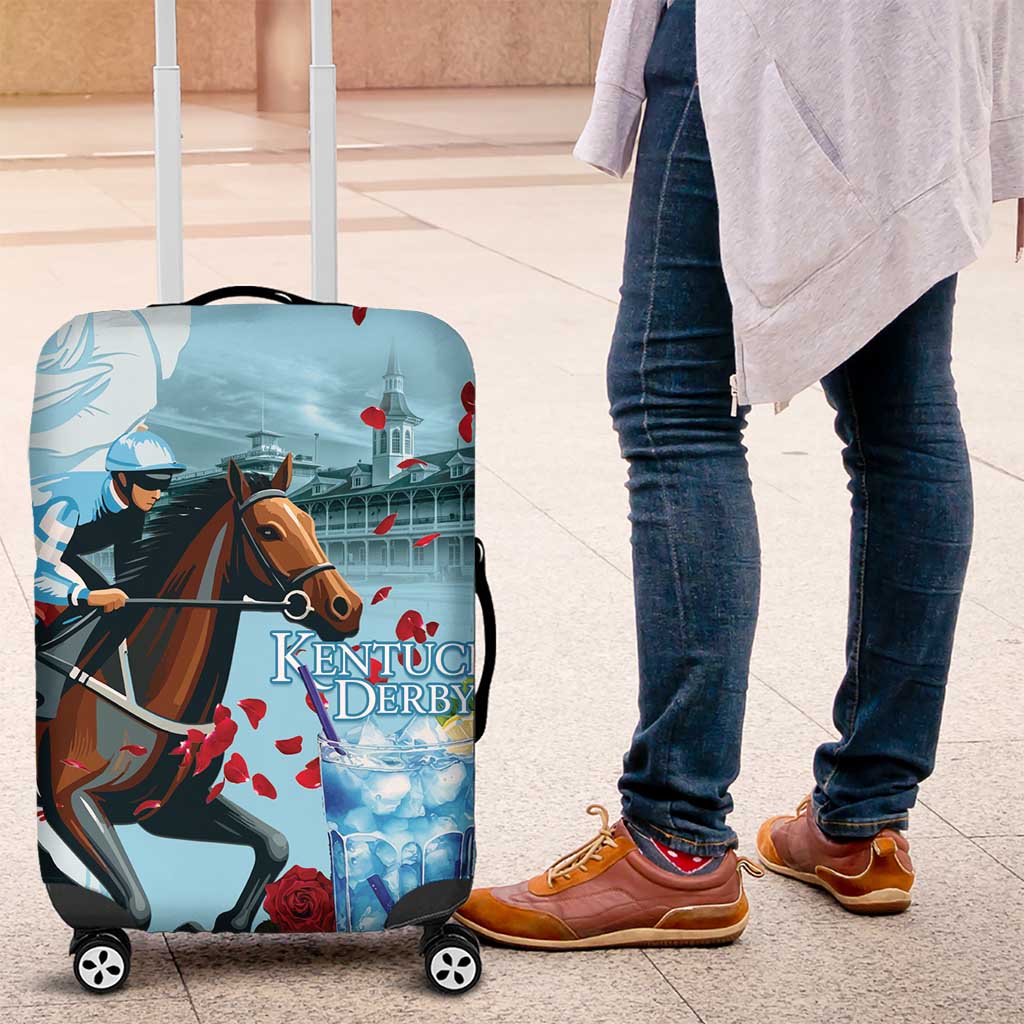 Kentucky Horse Racing Luggage Cover Churchill Downs Derby Blueberry Mint Julep Cocktail