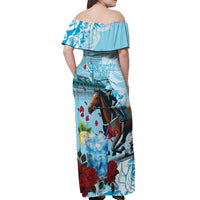 Kentucky Horse Racing Off Shoulder Maxi Dress Churchill Downs Derby Blueberry Mint Julep Cocktail