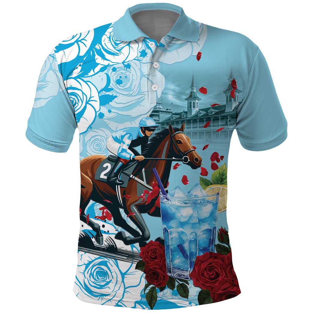 Kentucky Horse Racing Polo Shirt Churchill Downs Derby Blueberry Mint Julep Cocktail