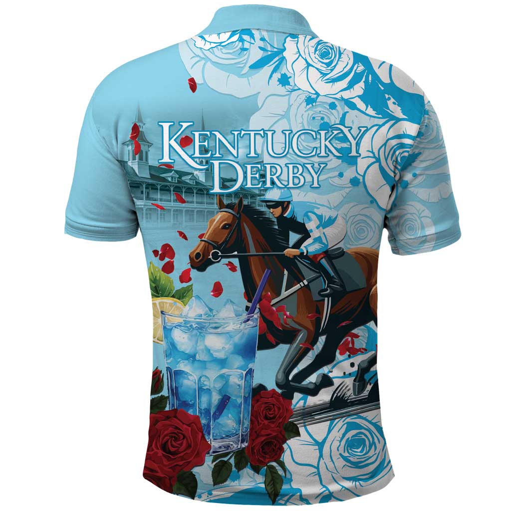 Kentucky Horse Racing Polo Shirt Churchill Downs Derby Blueberry Mint Julep Cocktail