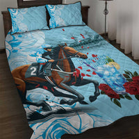 Kentucky Horse Racing Quilt Bed Set Churchill Downs Derby Blueberry Mint Julep Cocktail