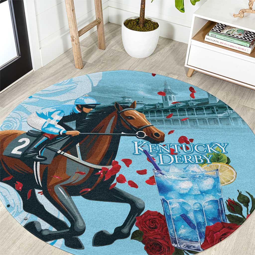 Kentucky Horse Racing Round Carpet Churchill Downs Derby Blueberry Mint Julep Cocktail