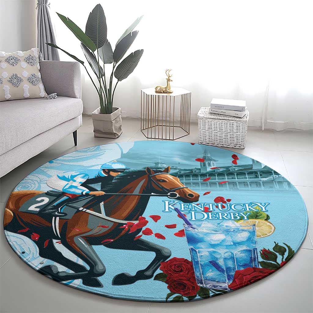 Kentucky Horse Racing Round Carpet Churchill Downs Derby Blueberry Mint Julep Cocktail