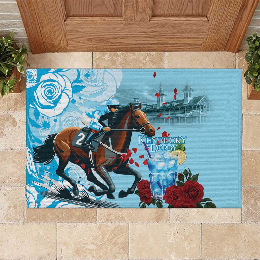 Kentucky Horse Racing Rubber Doormat Churchill Downs Derby Blueberry Mint Julep Cocktail