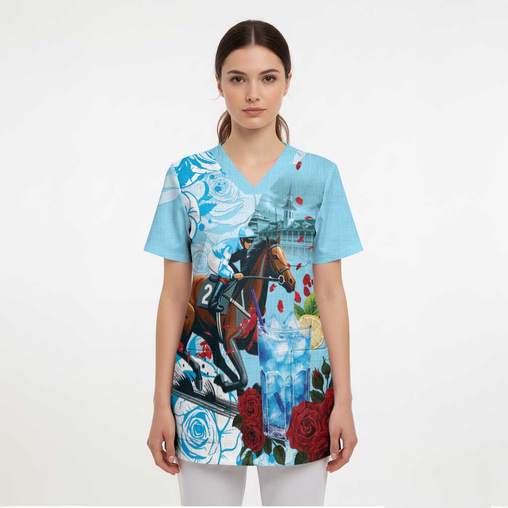 Kentucky Horse Racing Scrub Top Churchill Downs Derby Blueberry Mint Julep Cocktail - Wonder Print Shop