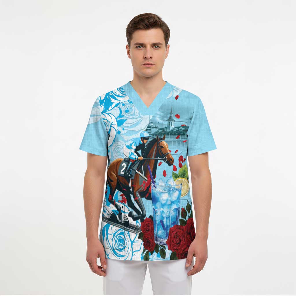 Kentucky Horse Racing Scrub Top Churchill Downs Derby Blueberry Mint Julep Cocktail - Wonder Print Shop