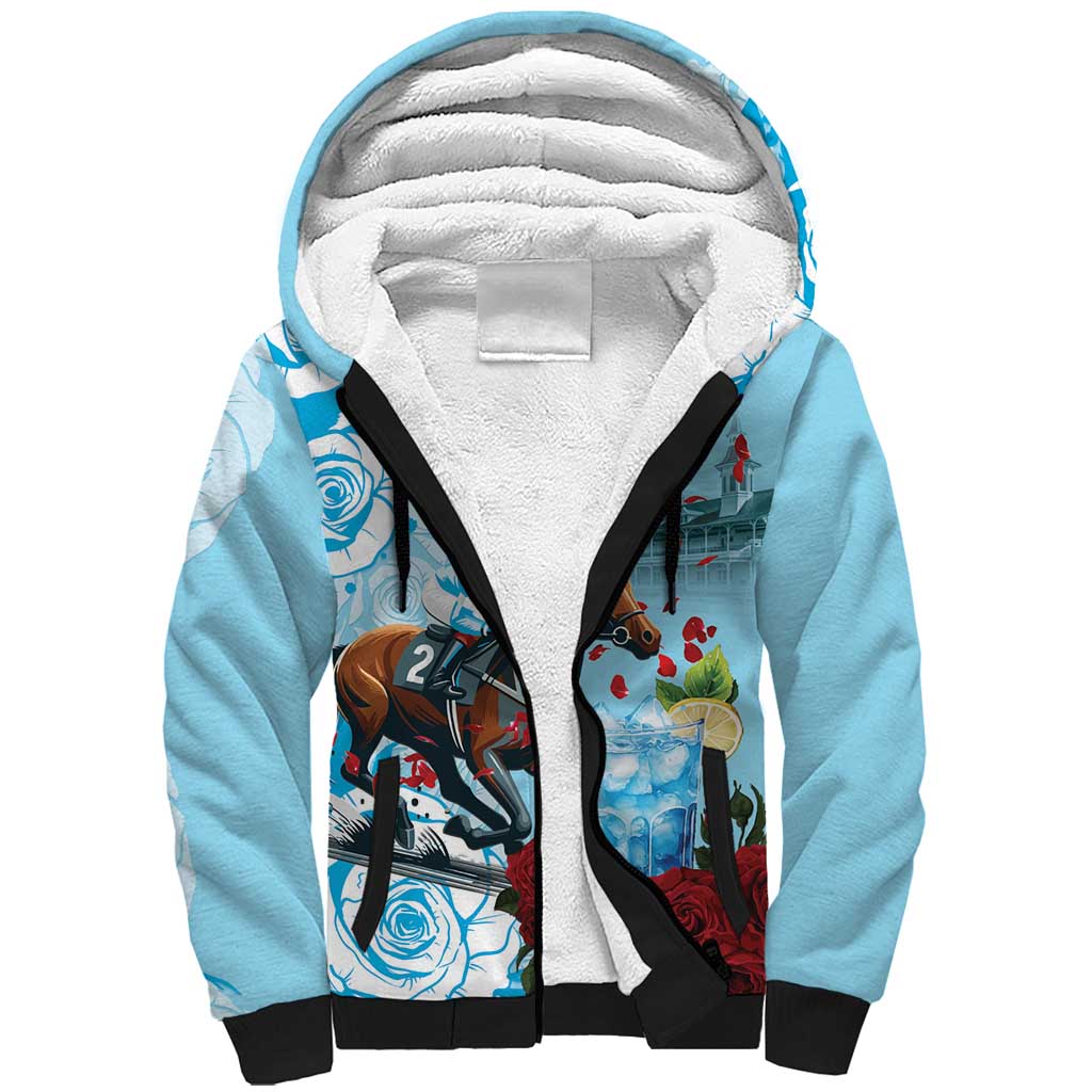 Kentucky Horse Racing Sherpa Hoodie Churchill Downs Derby Blueberry Mint Julep Cocktail