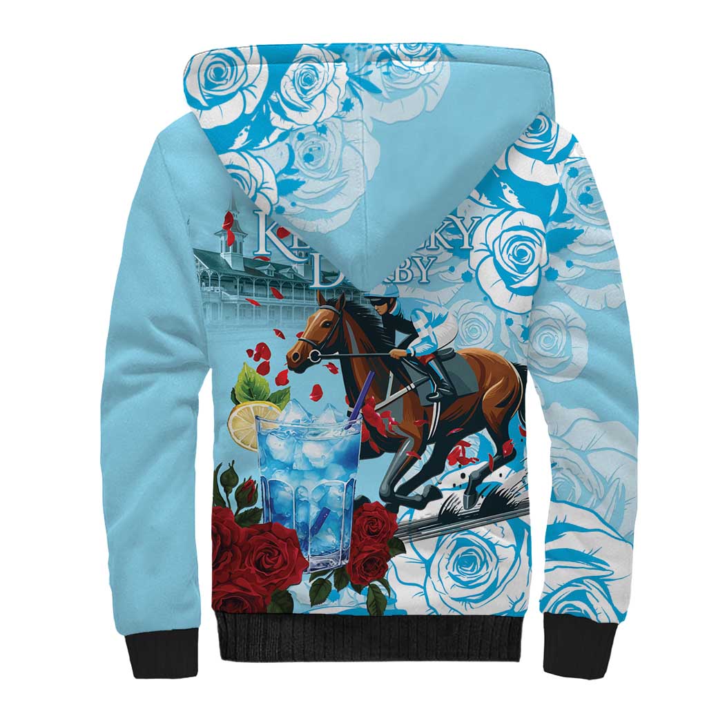 Kentucky Horse Racing Sherpa Hoodie Churchill Downs Derby Blueberry Mint Julep Cocktail