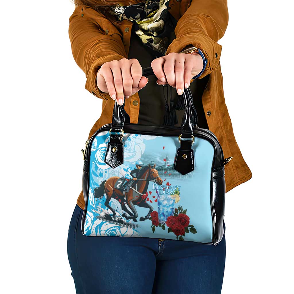 Kentucky Horse Racing Shoulder Handbag Churchill Downs Derby Blueberry Mint Julep Cocktail