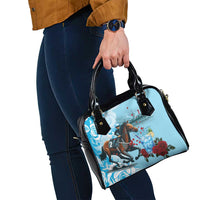 Kentucky Horse Racing Shoulder Handbag Churchill Downs Derby Blueberry Mint Julep Cocktail