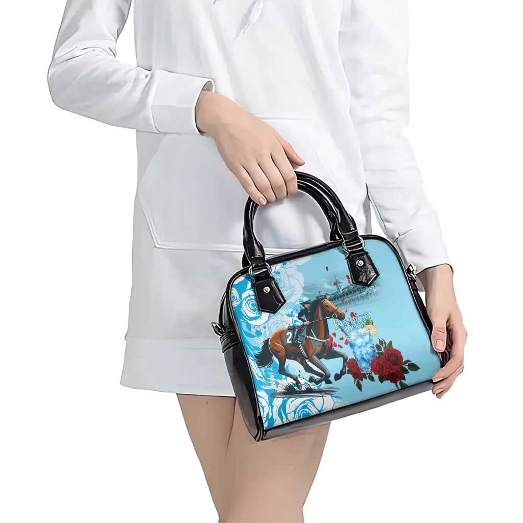 Kentucky Horse Racing Shoulder Handbag Churchill Downs Derby Blueberry Mint Julep Cocktail