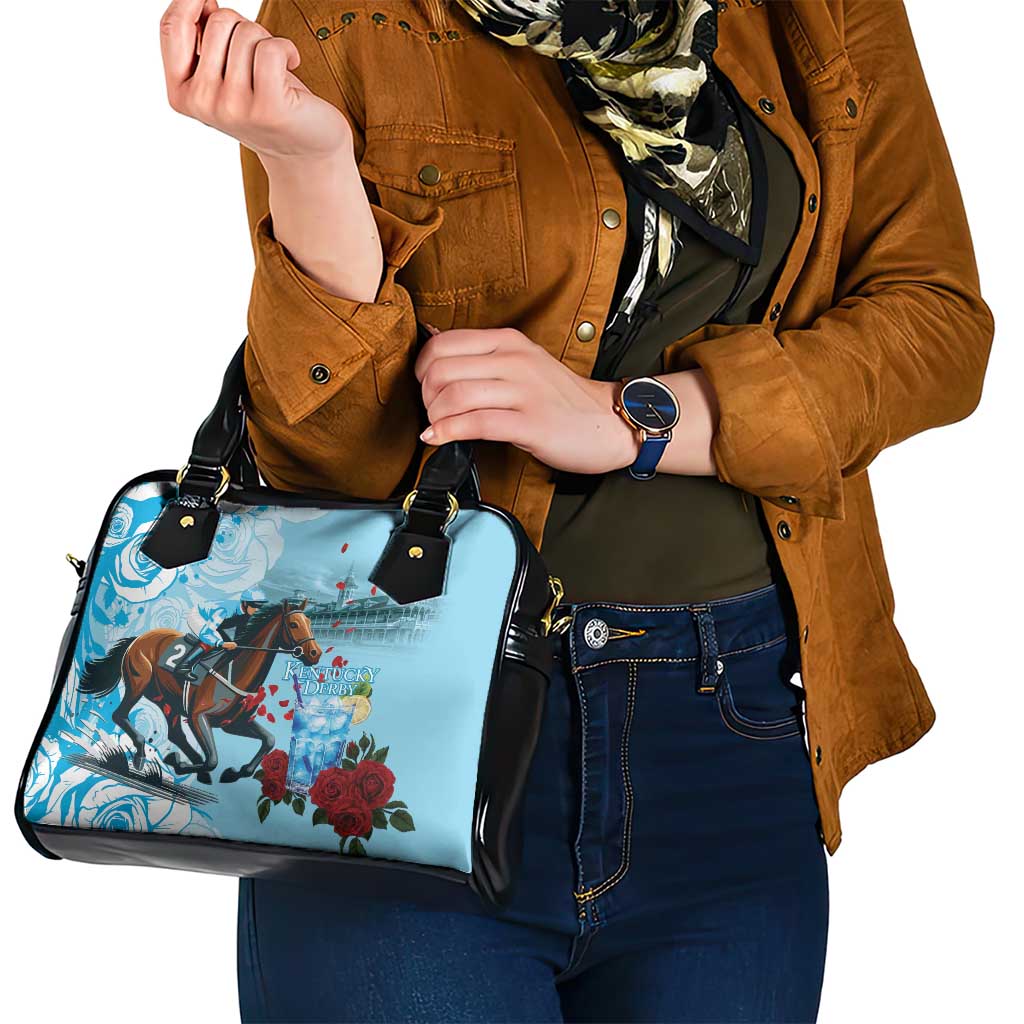Kentucky Horse Racing Shoulder Handbag Churchill Downs Derby Blueberry Mint Julep Cocktail