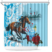 Kentucky Horse Racing Shower Curtain Churchill Downs Derby Blueberry Mint Julep Cocktail